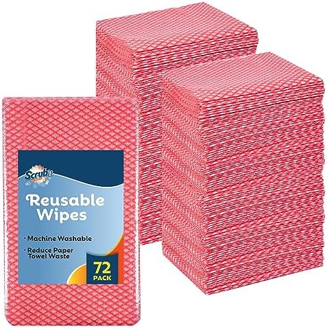 SCRUBIT Reusable Cleaning Wipes 72 Pack Red