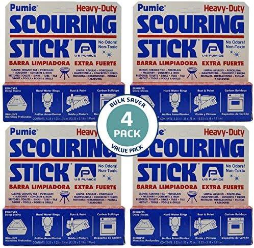 PUMIE Pack of 4 Pumice Scouring Sticks for Toilet Kitchen and Hard Water Stains