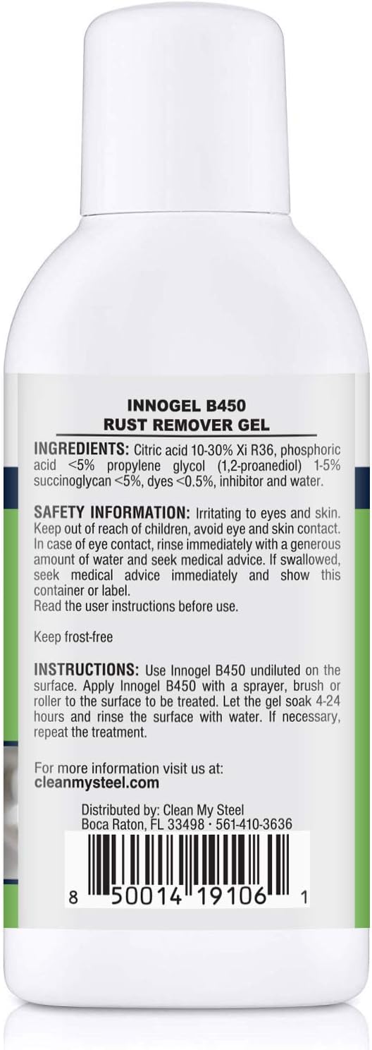 Heavy-Duty Rust Remover Gel for Stainless Steel and Metal Surfaces 4 oz