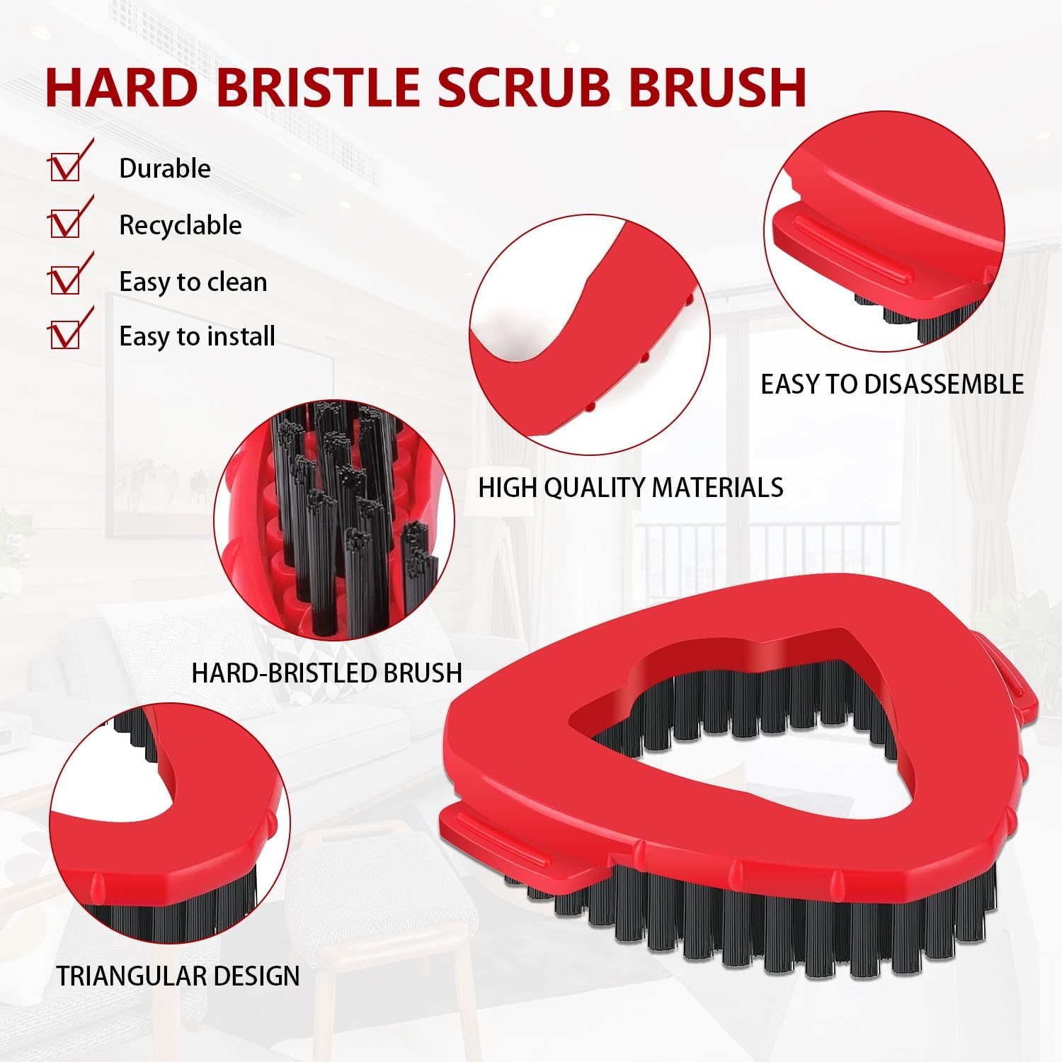 JIUMEE Spin Mop Scrub Brush Head for EasyWring 1-Tank System 2 Pack Hard Bristle Cleaning