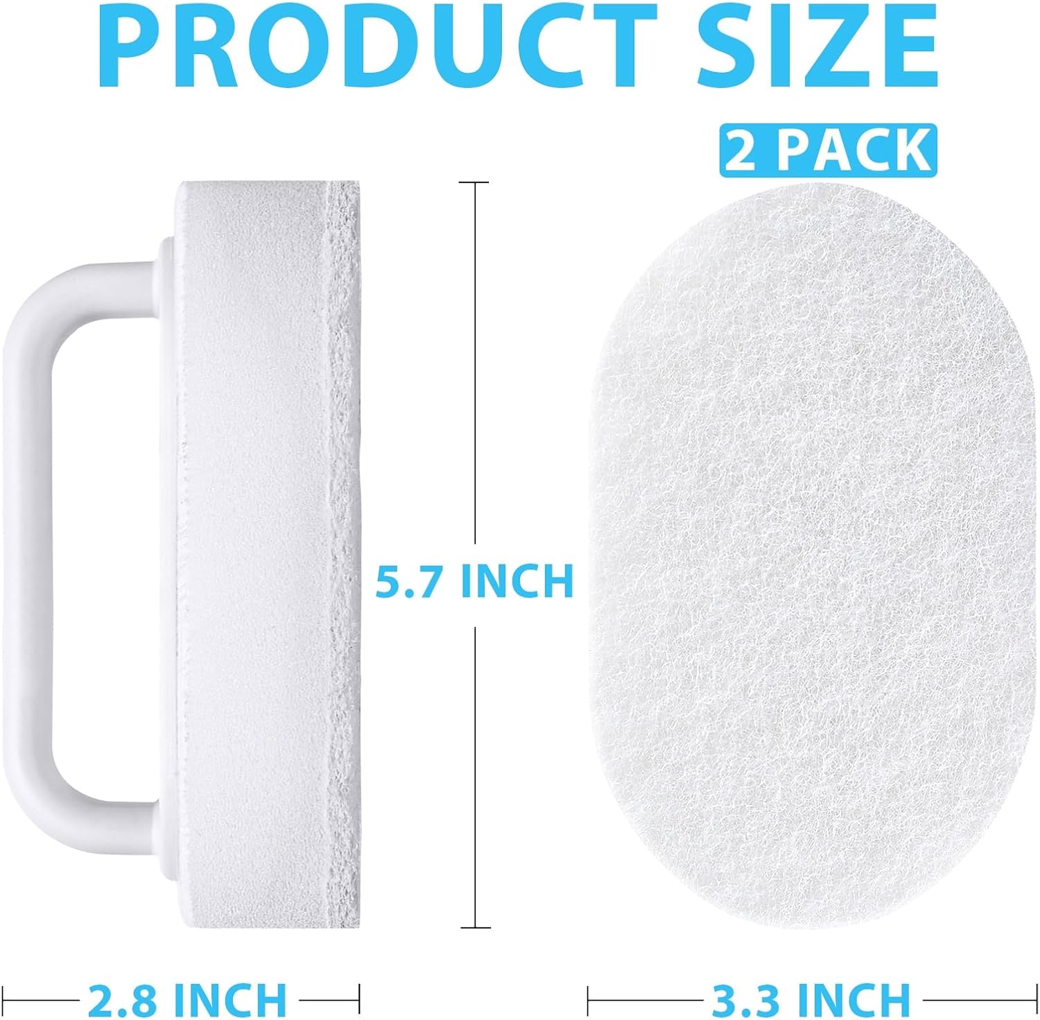 Lumkew Bath Tub Scrubber Non Scratch Cleaning Sponge 2 PCS Heavy Duty Scrub Tool