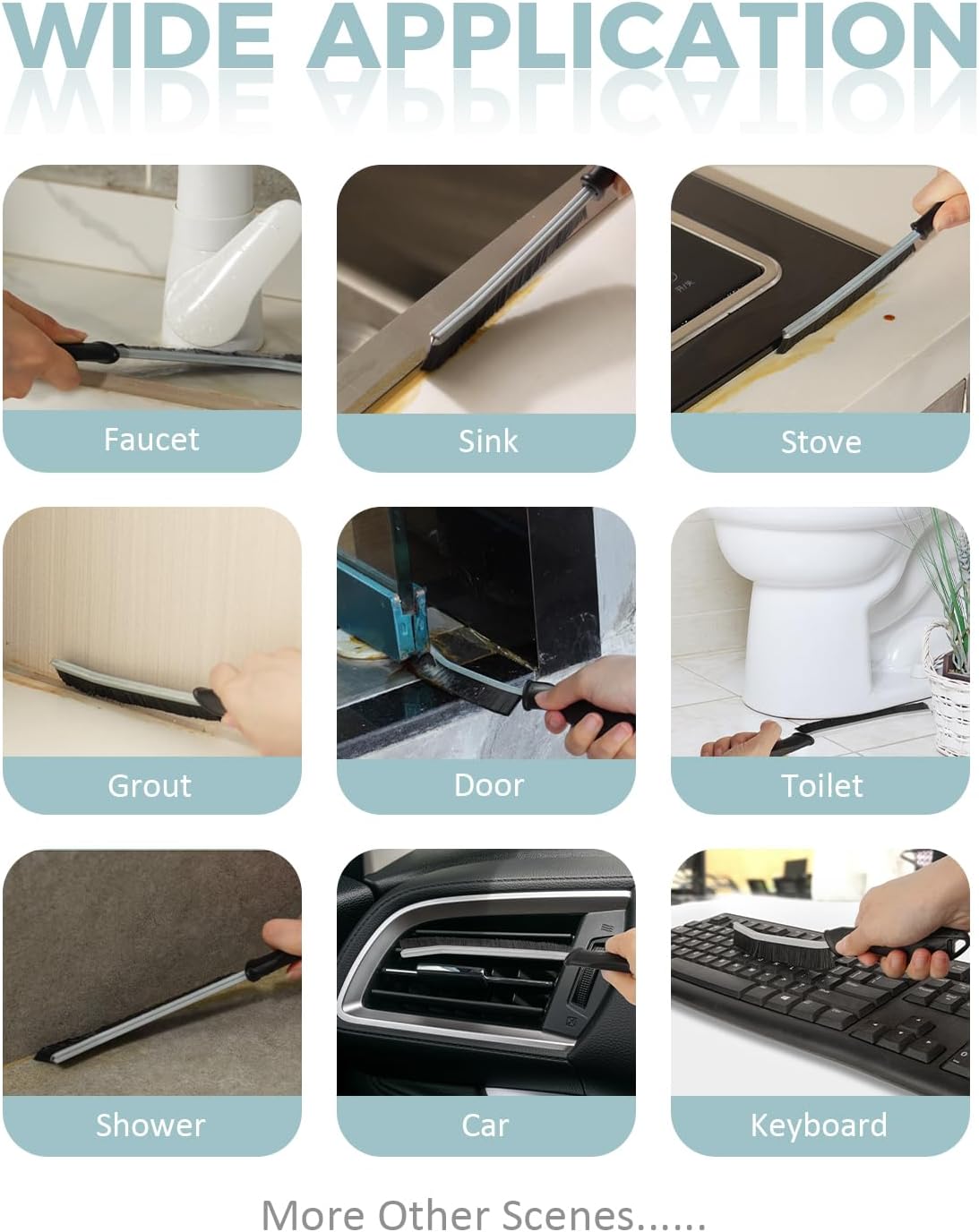 SXhyf Cleaning Brush - Hard Bristle Crevice Cleaner Multifunctional Gap Brush for Kitchen and Bathroom