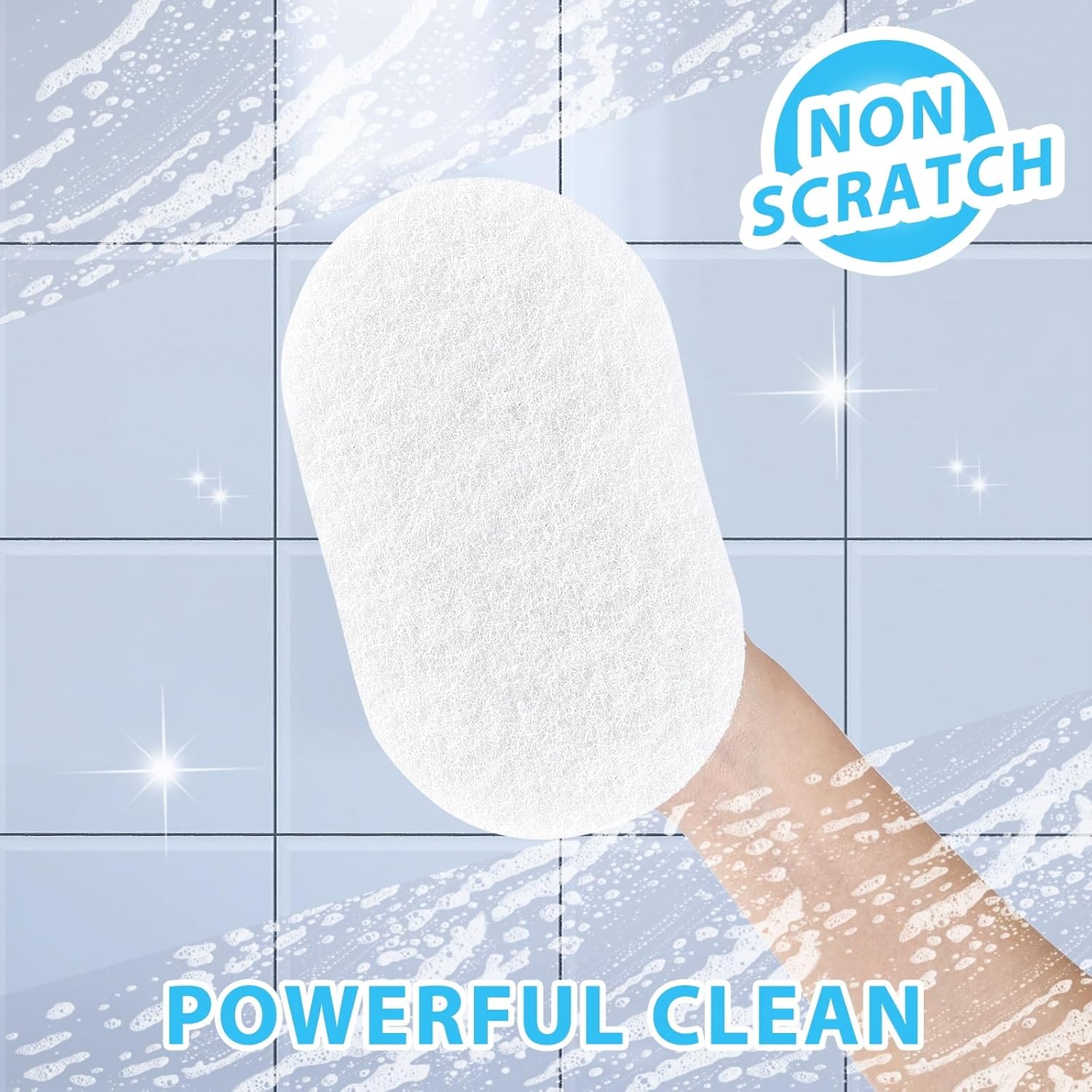 Lumkew Bath Tub Scrubber Non Scratch Cleaning Sponge 2 PCS Heavy Duty Scrub Tool