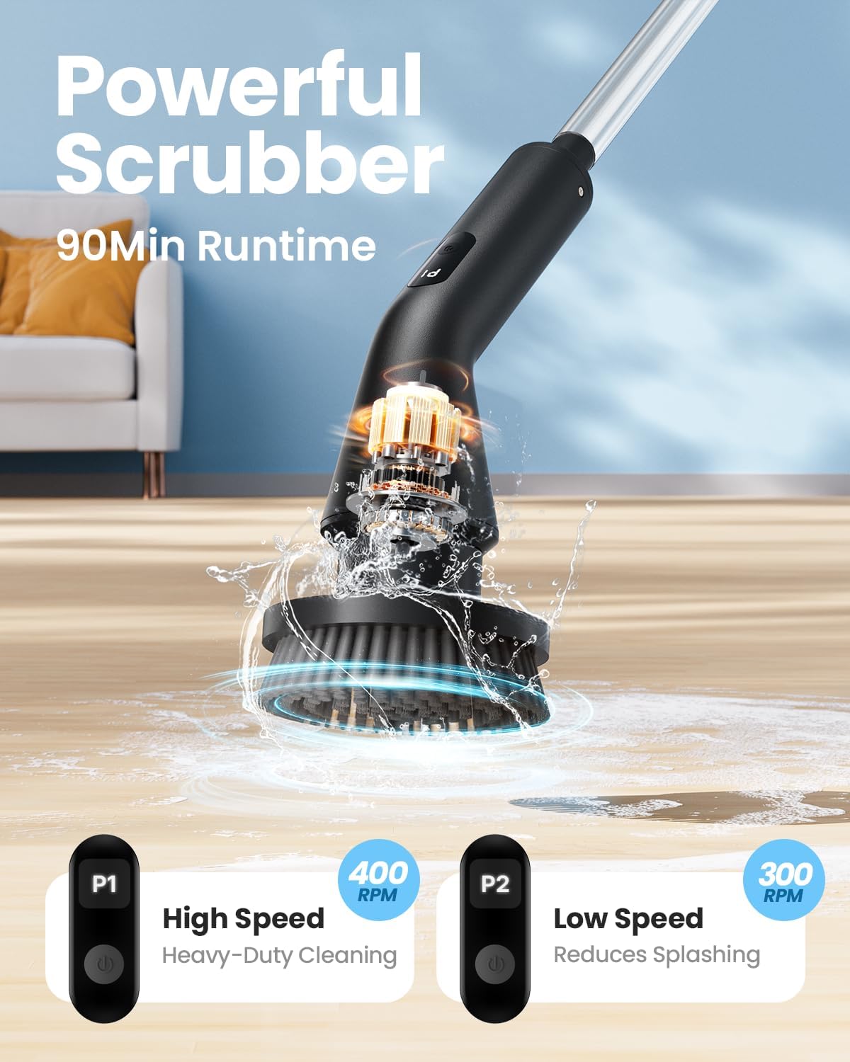 Topmako Electric Spin Scrubber Cordless Cleaning Tool with 7 Brush Heads and 2 Speed Settings