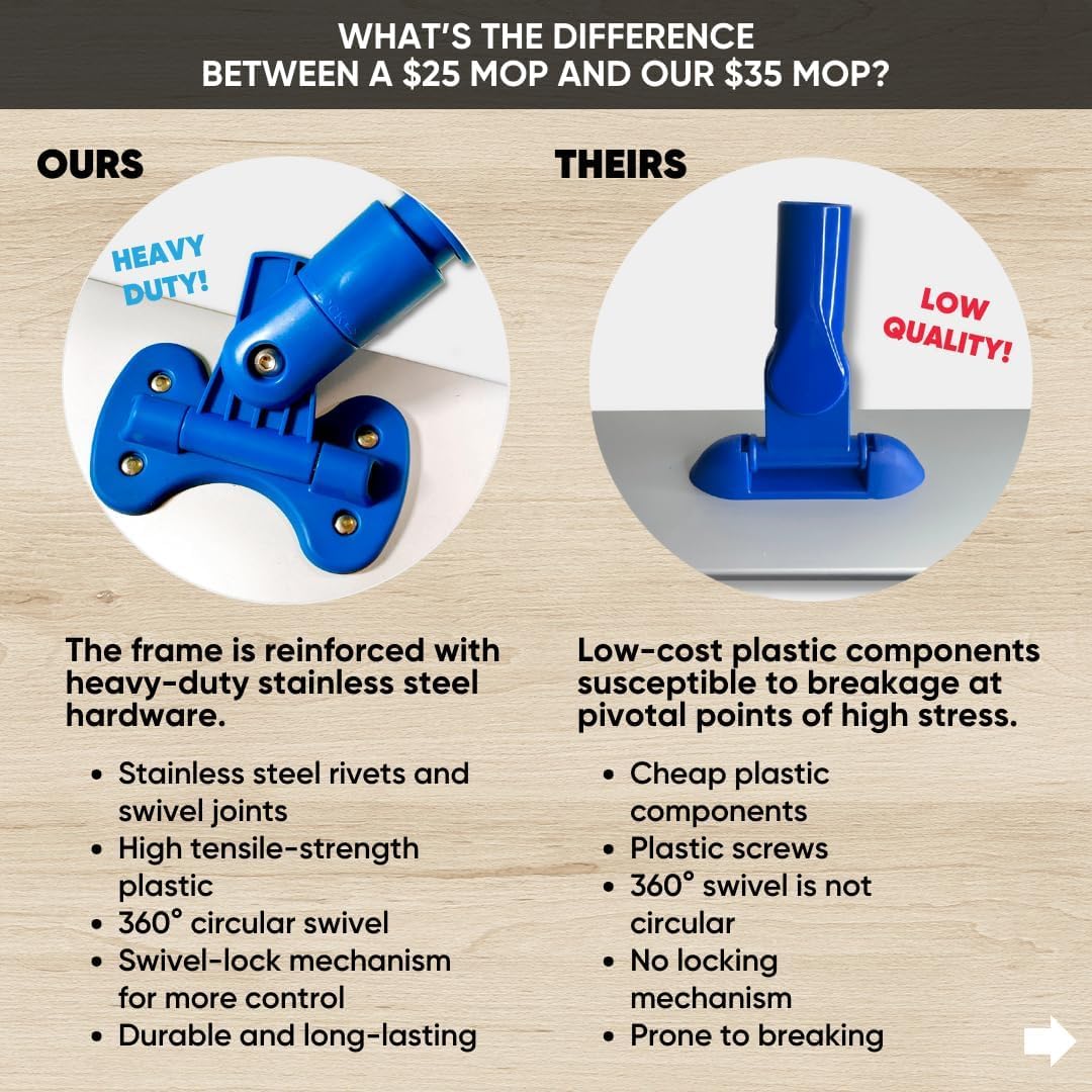 18 Inch Professional Hardwood Floor Mop - Dry Wet Mop for Wood Laminate Tile Vinyl