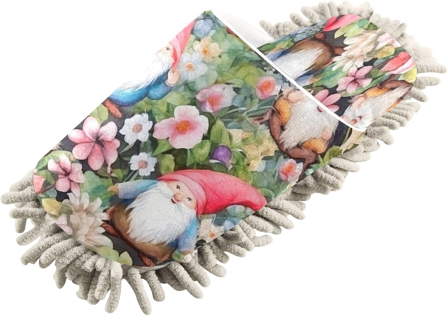 Watercolor Gnome Microfiber Mopping Slippers - Large Size