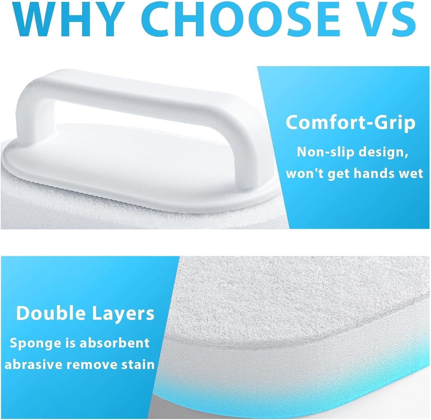 Lumkew Bath Tub Scrubber Non Scratch Cleaning Sponge 2 PCS Heavy Duty Scrub Tool