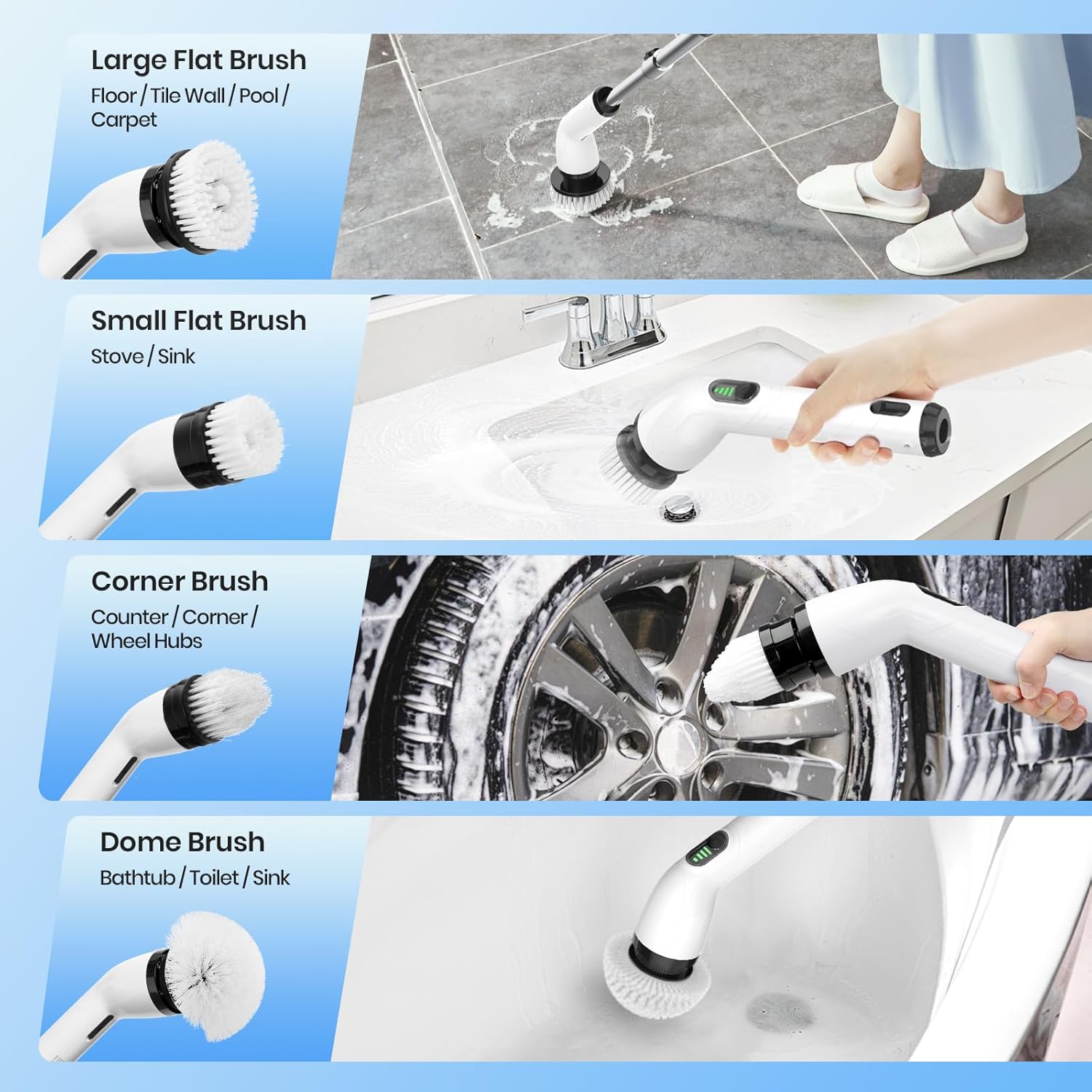 KEIMI Electric Spin Scrubber Cordless with Replaceable Heads and Adjustable Speed