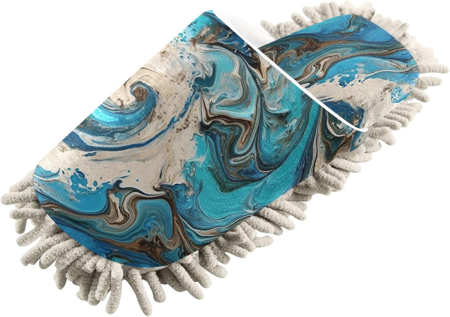 Bulletgxll Blue Swirling Microfiber Cleaning Slippers - Washable Mopping Slippers for Men and Women
