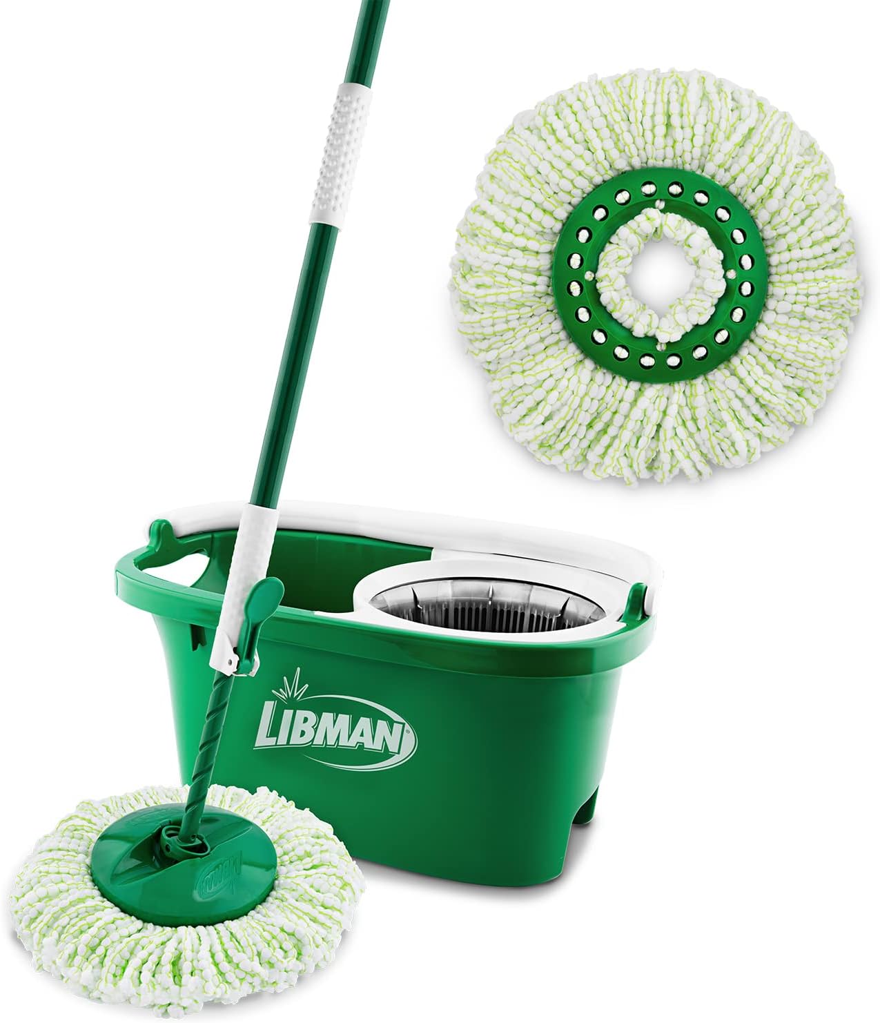 Libman Tornado Spin Mop System with 1 Refill Head and 3 Cotton Mop Refills