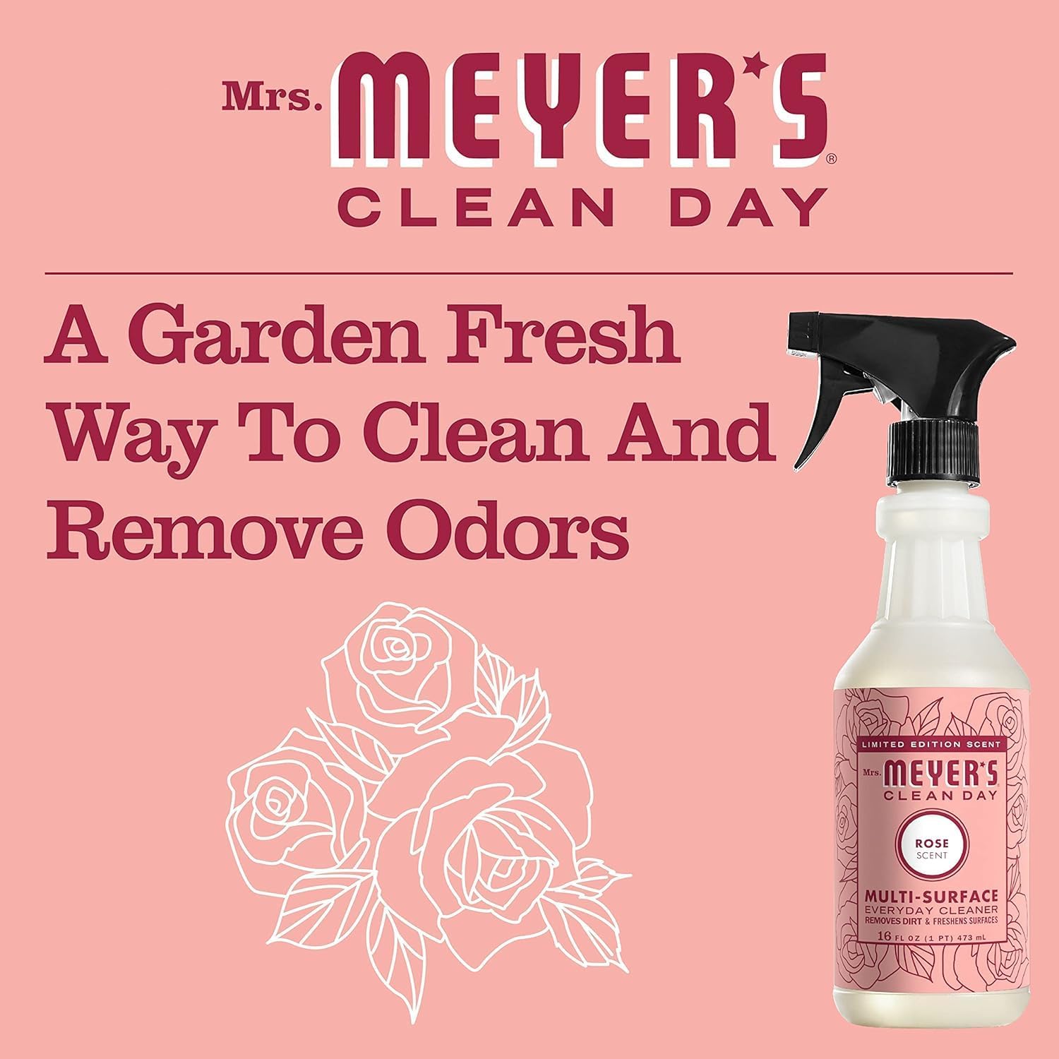 Mrs Meyers Clean Day All-Purpose Cleaner Spray Rose 16 fl oz Pack of 3