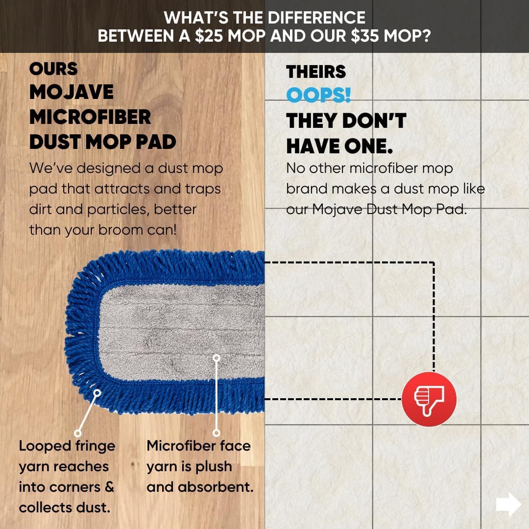 18 Inch Professional Hardwood Floor Mop - Dry Wet Mop for Wood Laminate Tile Vinyl