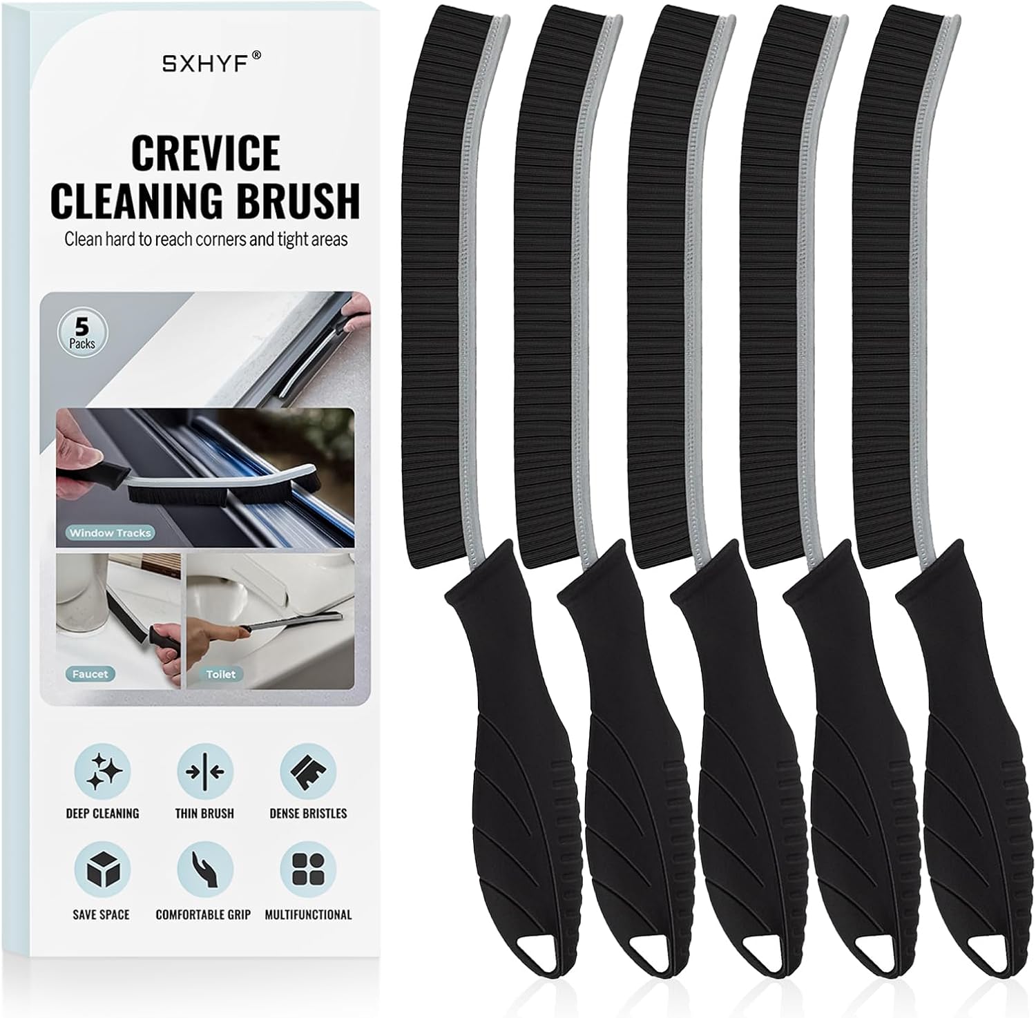 SXhyf Cleaning Brush - Hard Bristle Crevice Cleaner Multifunctional Gap Brush for Kitchen and Bathroom