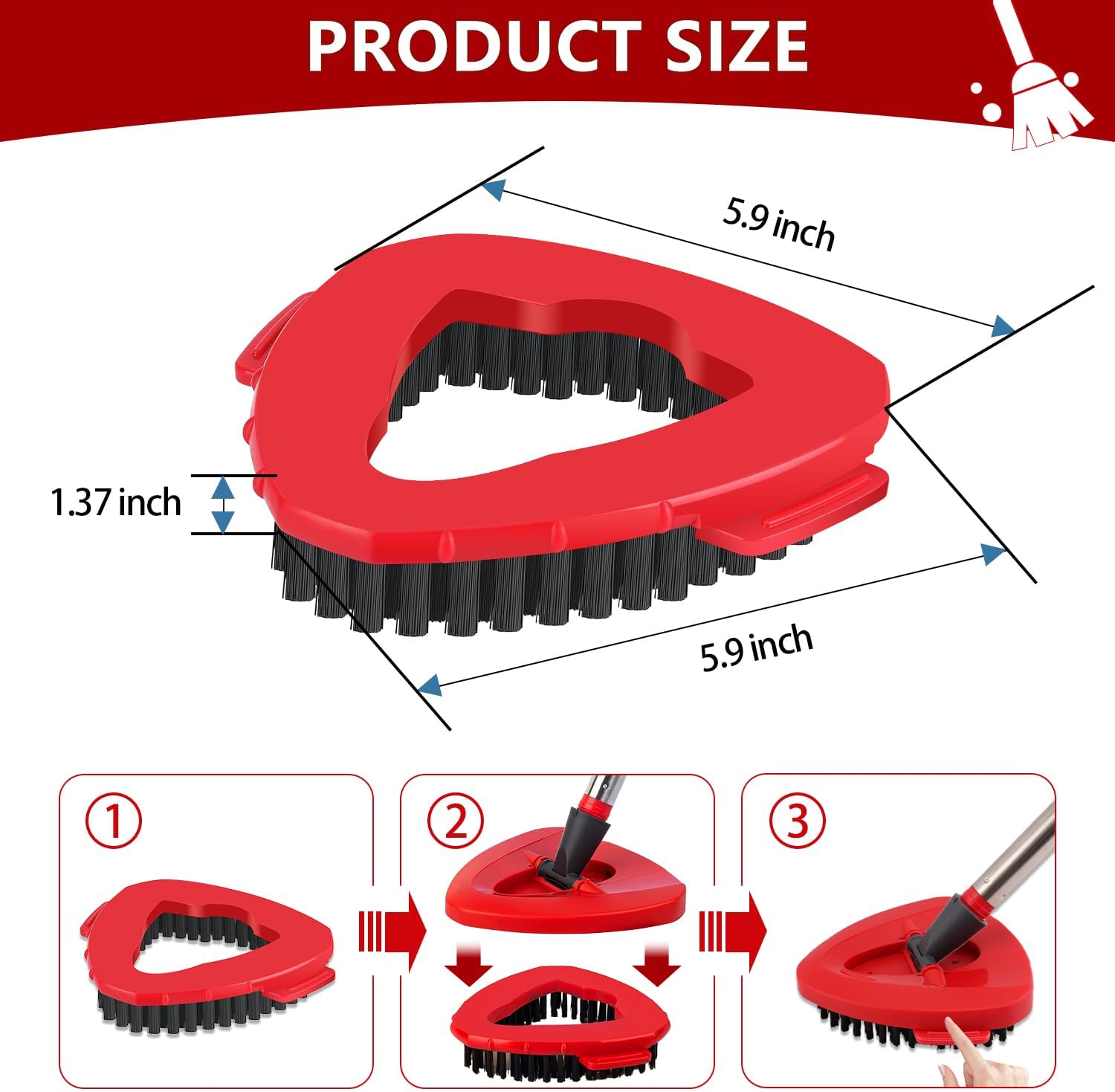 JIUMEE Spin Mop Scrub Brush Head for EasyWring 1-Tank System 2 Pack Hard Bristle Cleaning