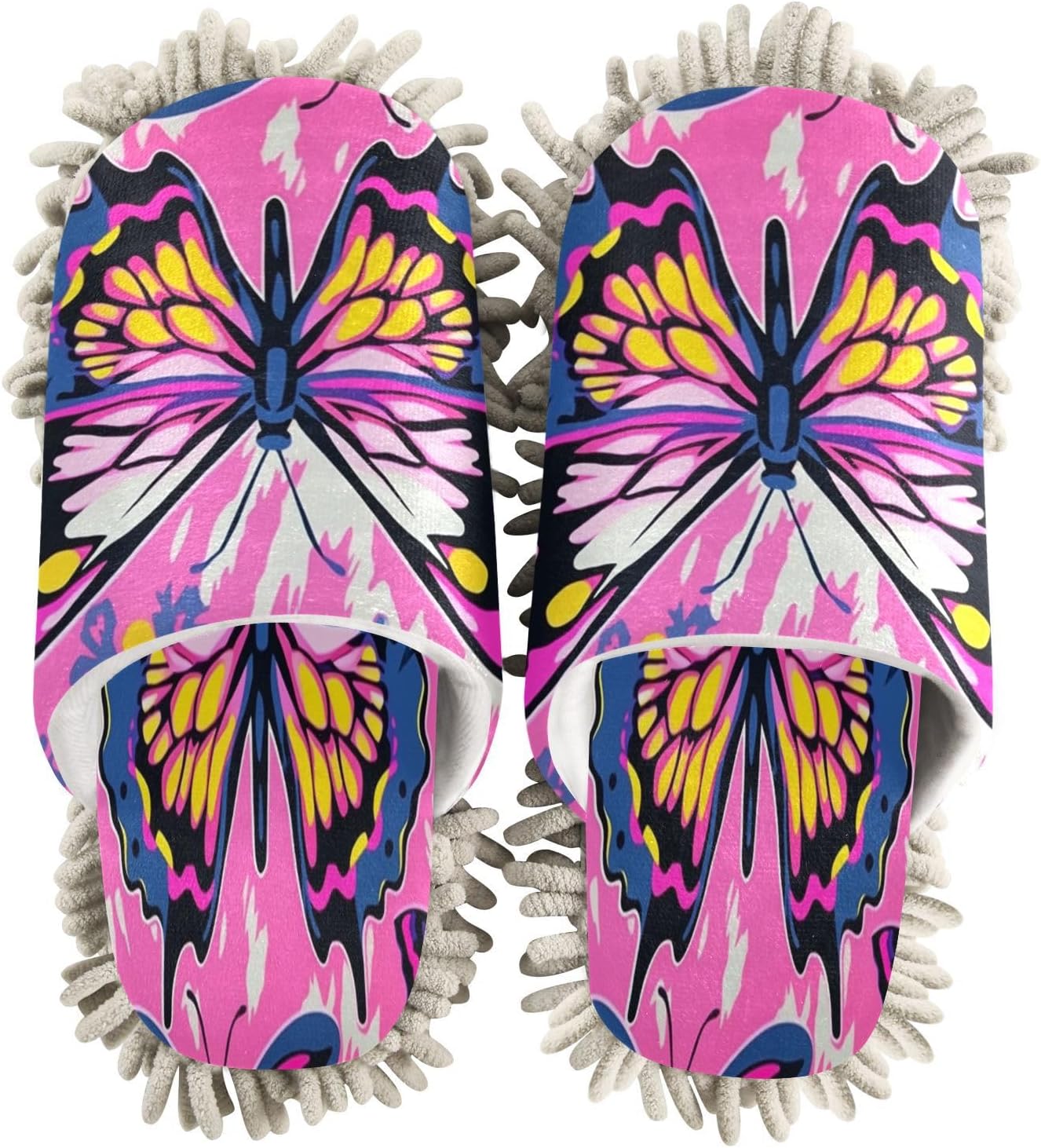 Colorful Butterflies Microfiber Cleaning Slippers for Home Use