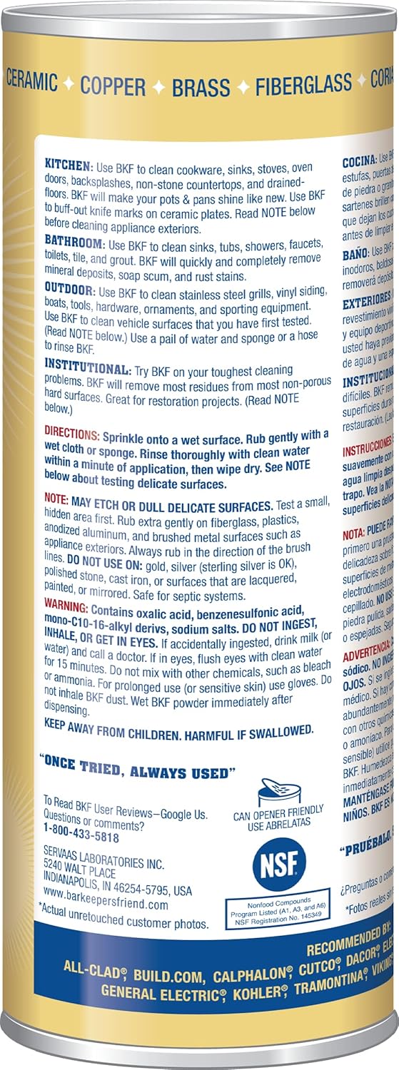 Bar Keepers Friend Powder Cleanser 21 oz - Multipurpose Cleaner for Kitchen Bathroom More