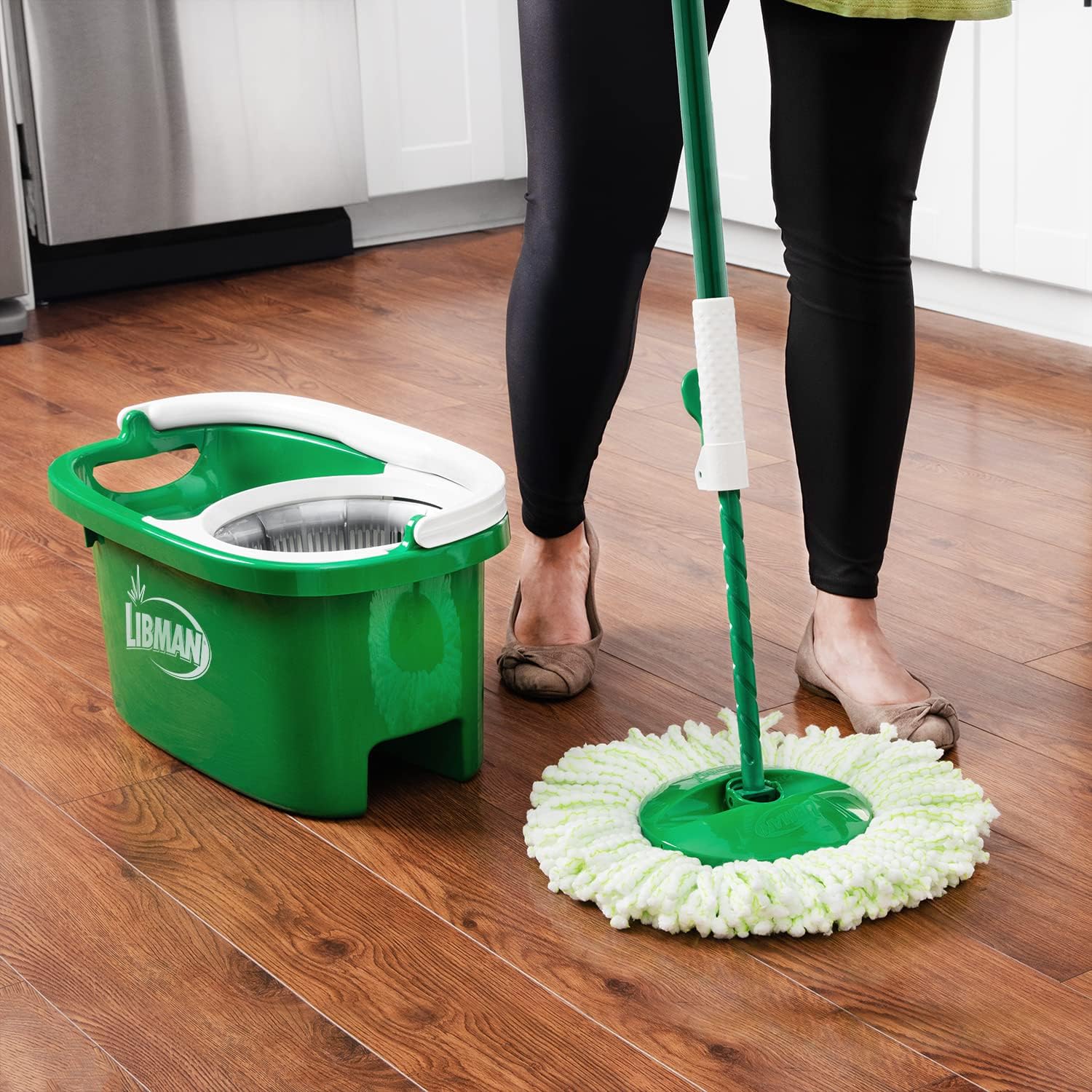 Libman Tornado Spin Mop System with 1 Refill Head and 3 Cotton Mop Refills