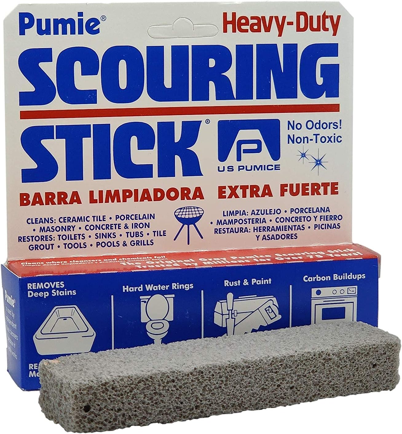 PUMIE Pack of 4 Pumice Scouring Sticks for Toilet Kitchen and Hard Water Stains