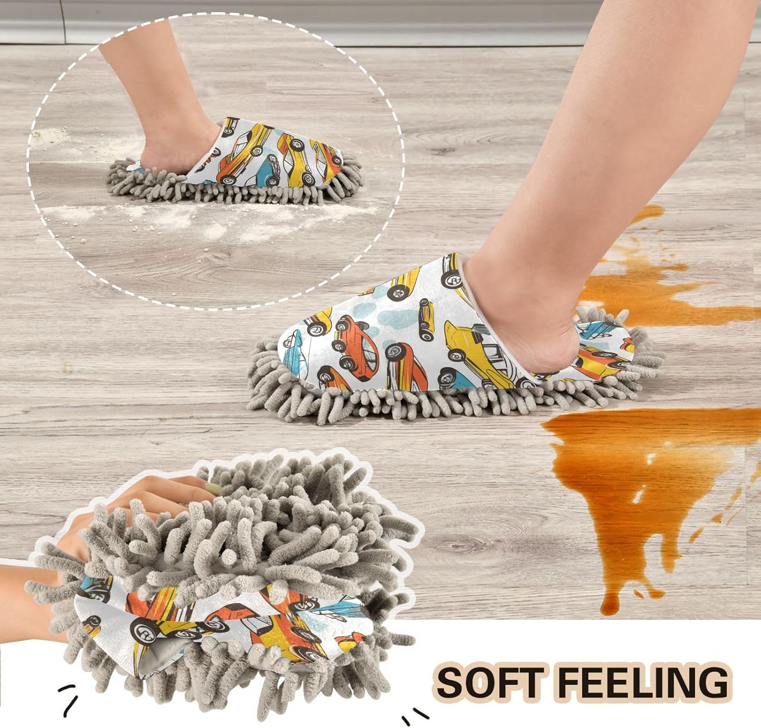 Bulletgxll Colorful Mopping Slippers Washable Floor Mop Replacement 1