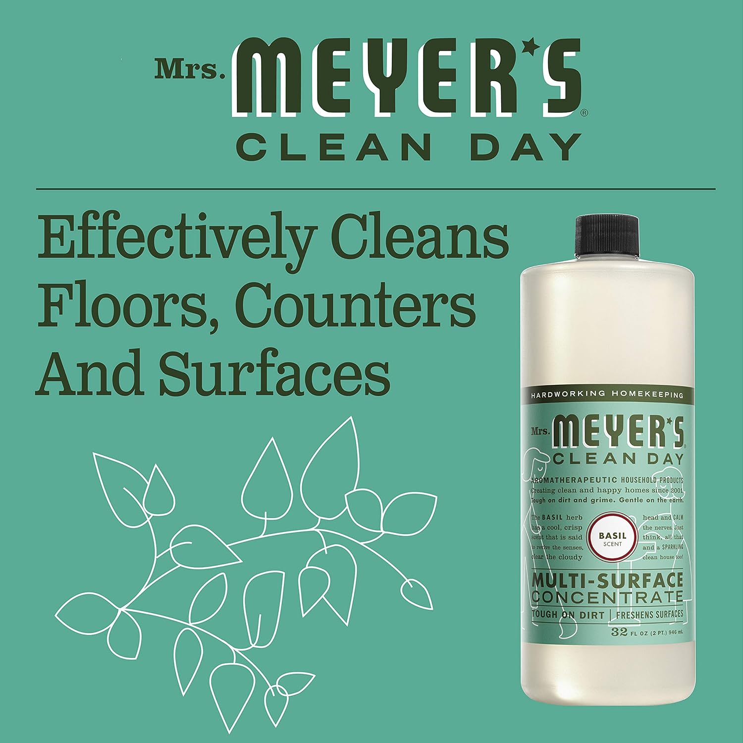 Mrs Meyers Clean Day Multi-Surface Cleaner Concentrate 32 Fl Oz Pack of 2
