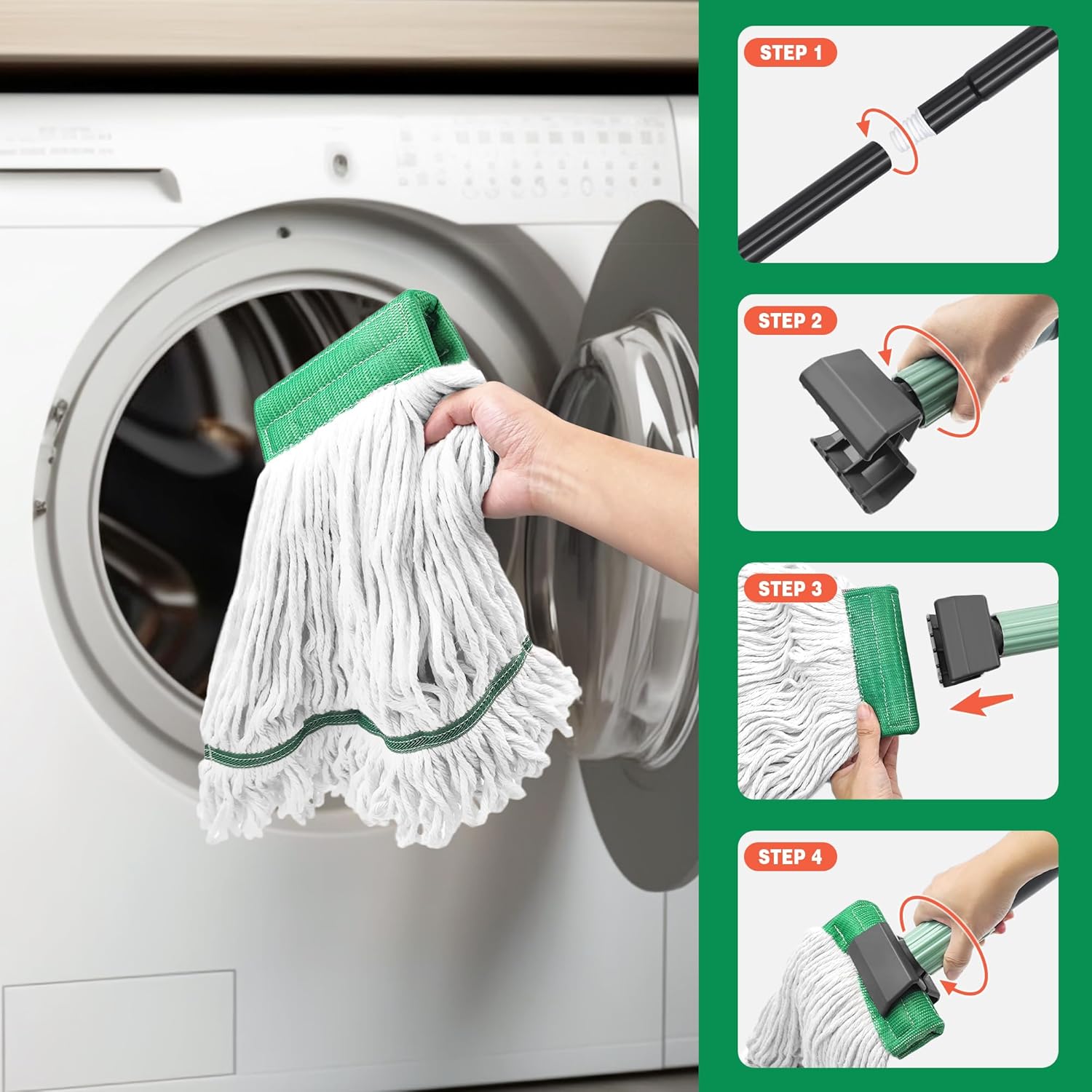 Heavy Duty Mop with 575 Inch Handle for Garage and Workshop