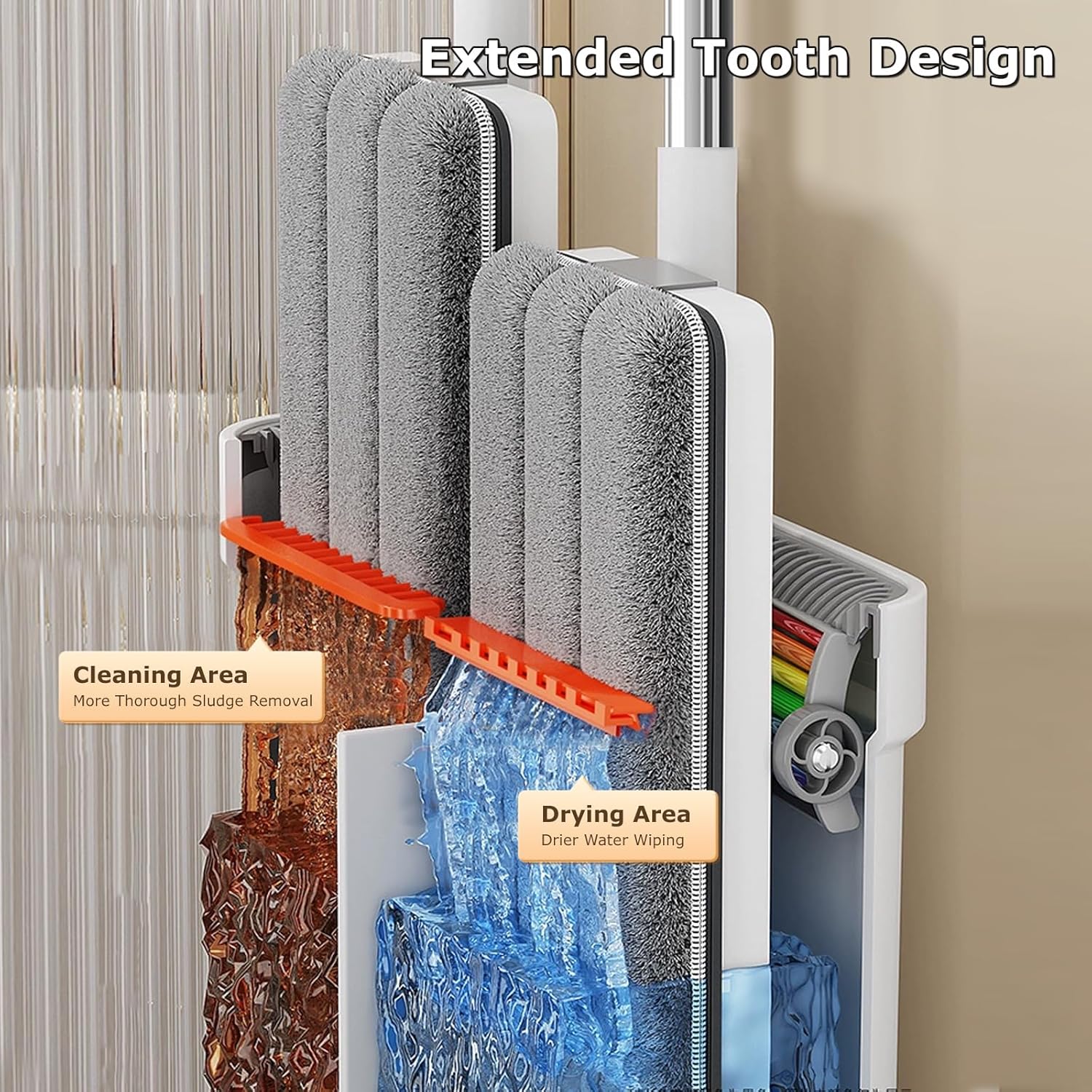 O-MART Mop and Bucket Set - Dual Bucket 4 Microfiber Pads 360 Rotating Head Wet and Dry Use All Floor Types