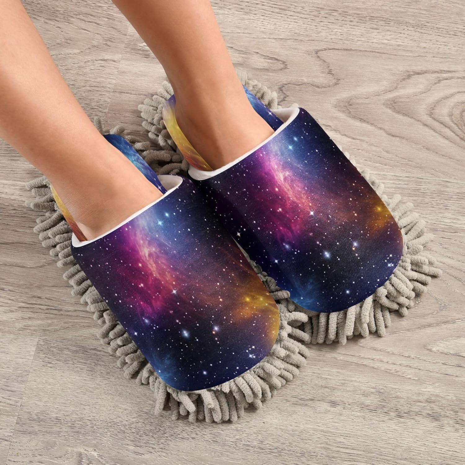 Colorful Star Mopping Slippers Washable Floor Mop Slippers