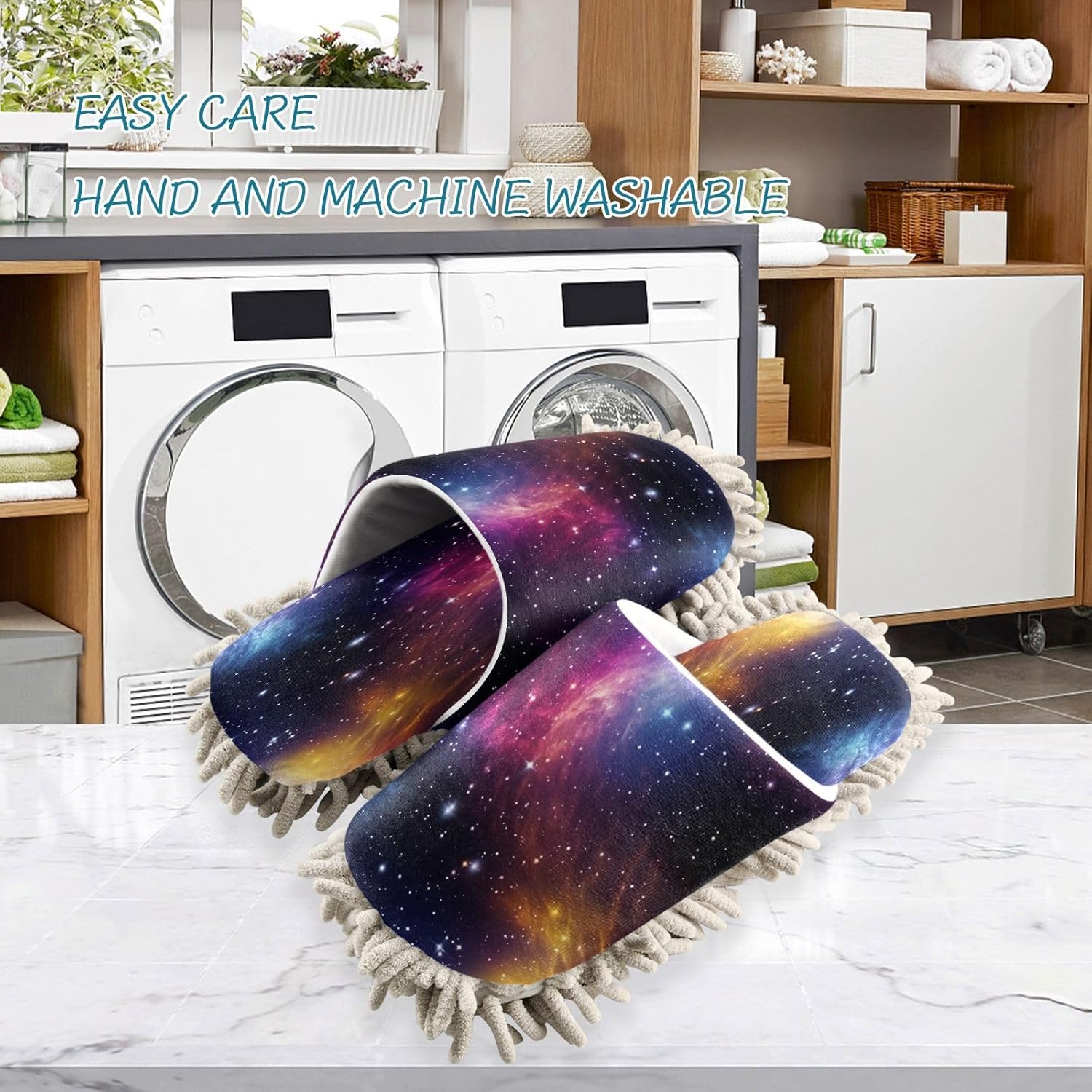Colorful Star Mopping Slippers Washable Floor Mop Slippers