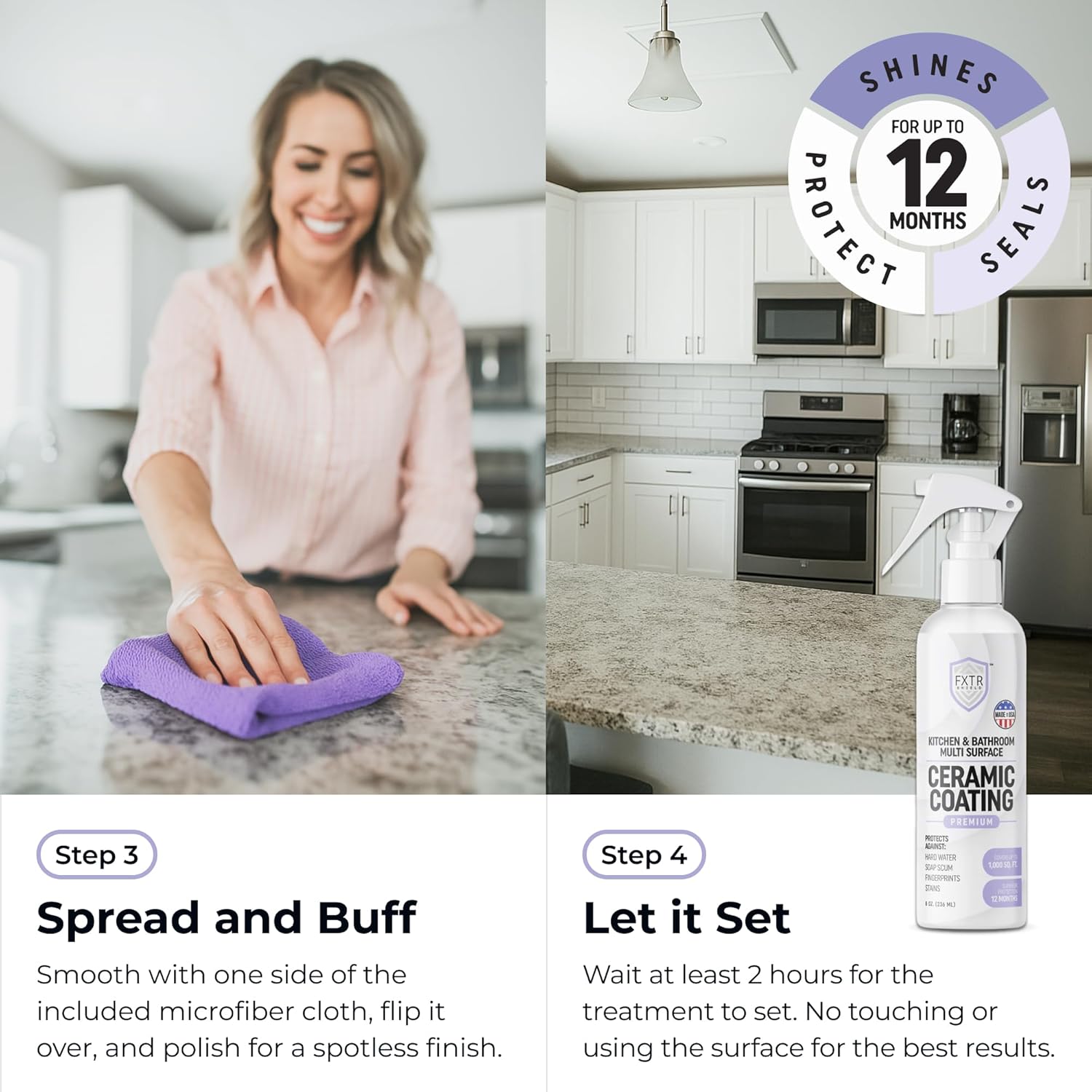 Fixture Shield Home Ceramic Coating Spray 8 oz - Durable SiO2 Hydrophobic Protection for Kitchen Bath