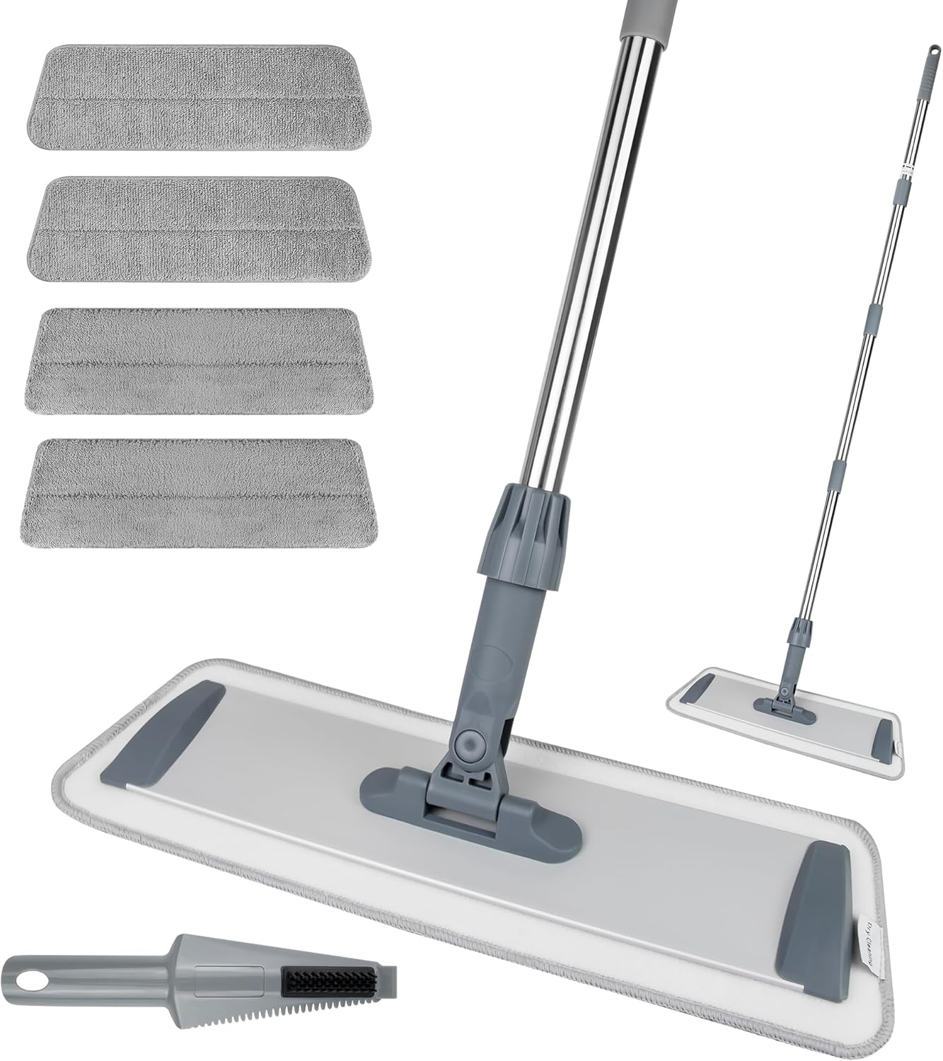 Silkyhose Microfiber Floor Mop - 4 Reusable Pads Wet Dry 18 Inches Stainless Steel Handle