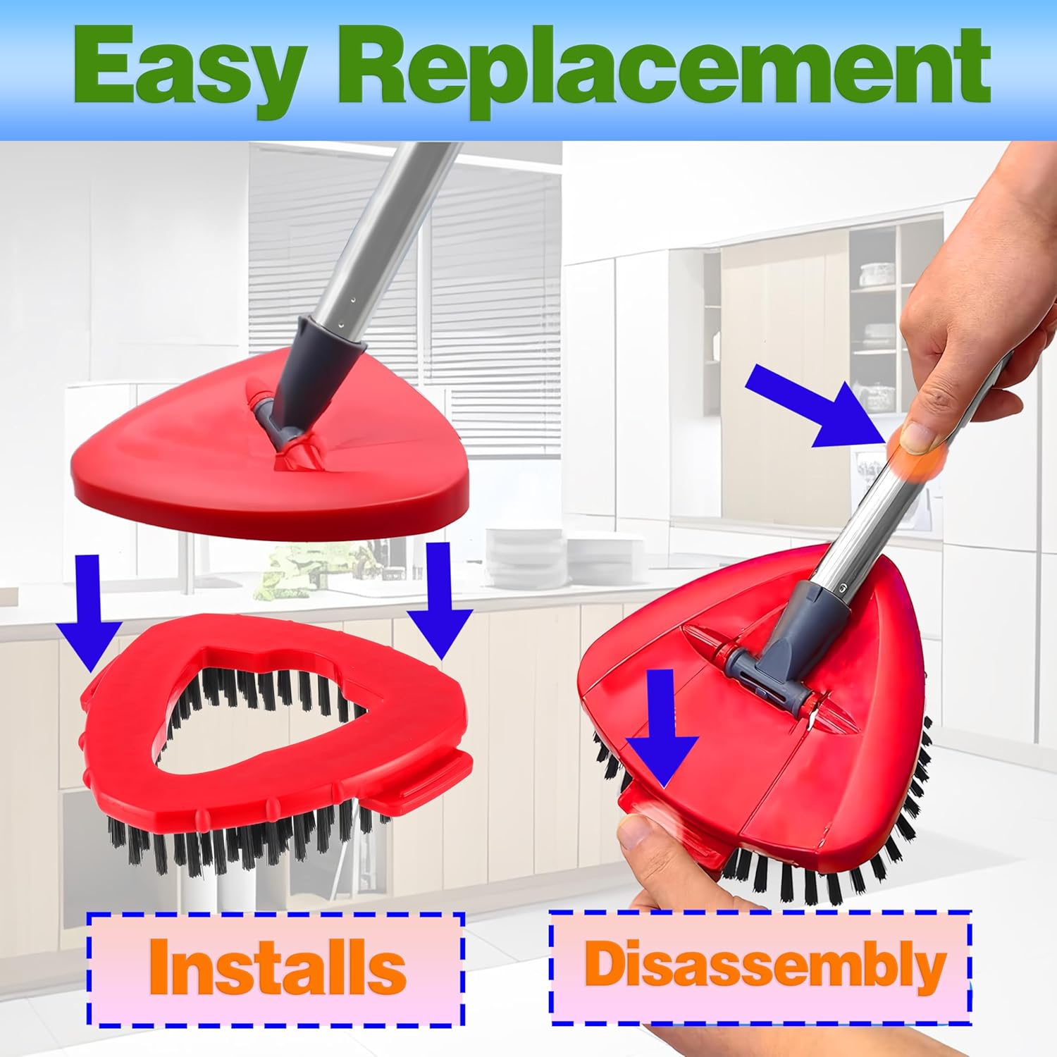 Spin Mop Replacement Heads and Brush Set for O Cedar EasyWring 1-Tank System