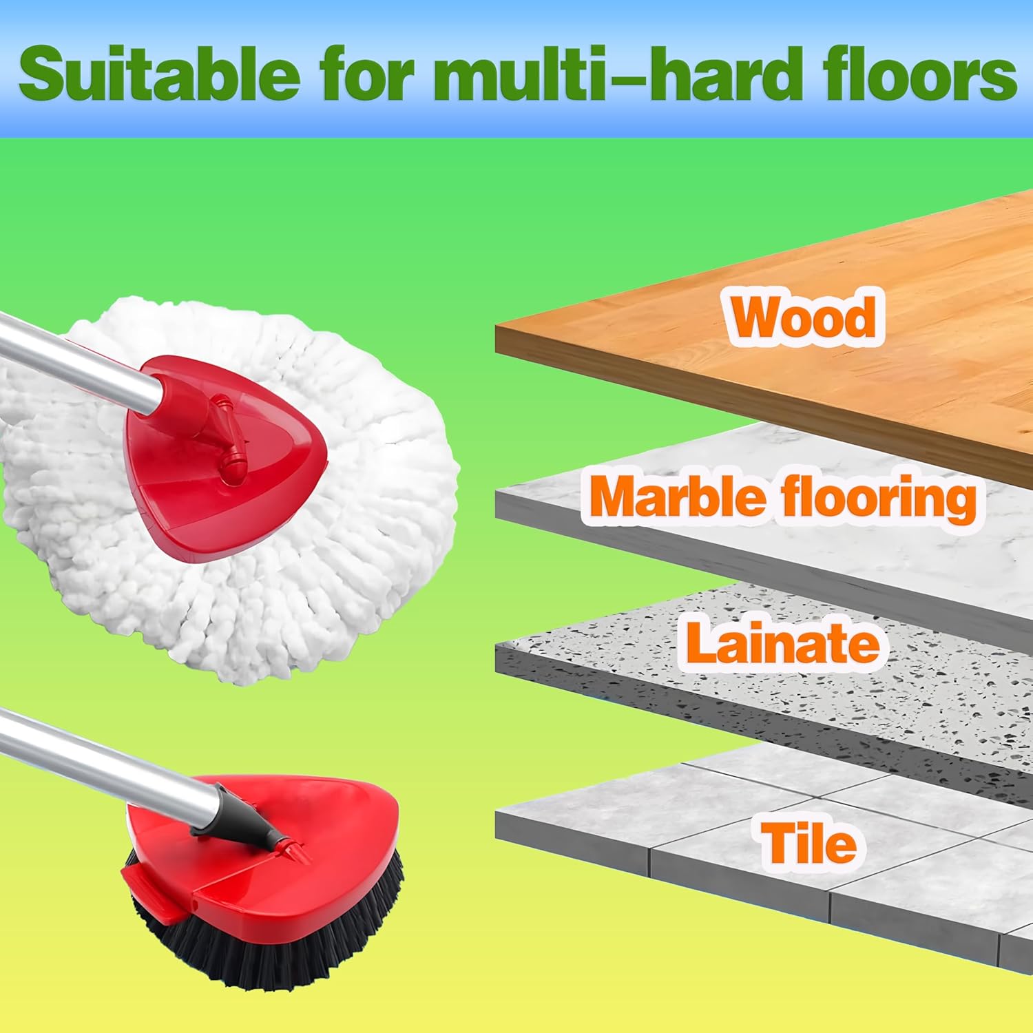 Spin Mop Replacement Heads and Brush Set for O Cedar EasyWring 1-Tank System