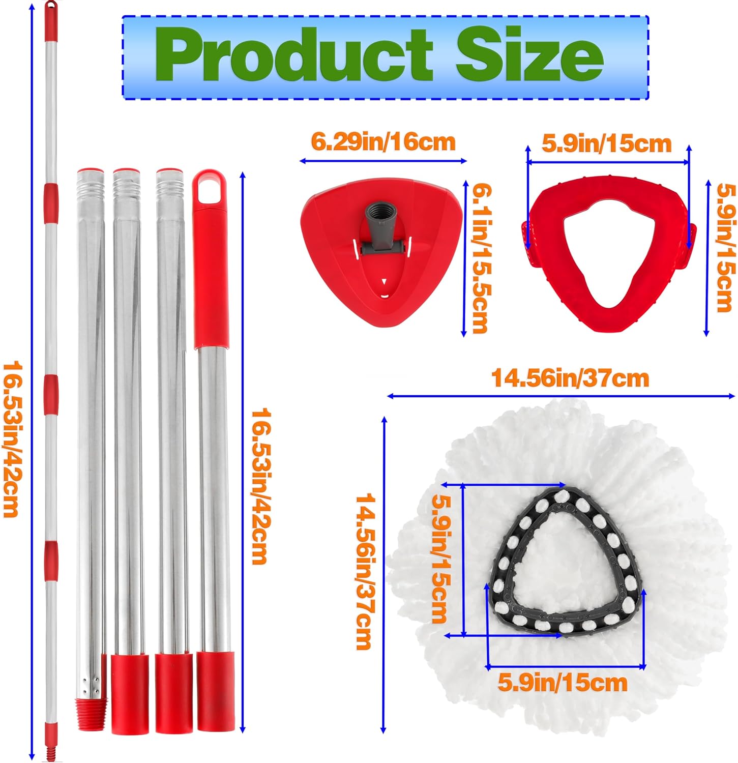 Spin Mop Replacement Heads and Brush Set for O Cedar EasyWring 1-Tank System