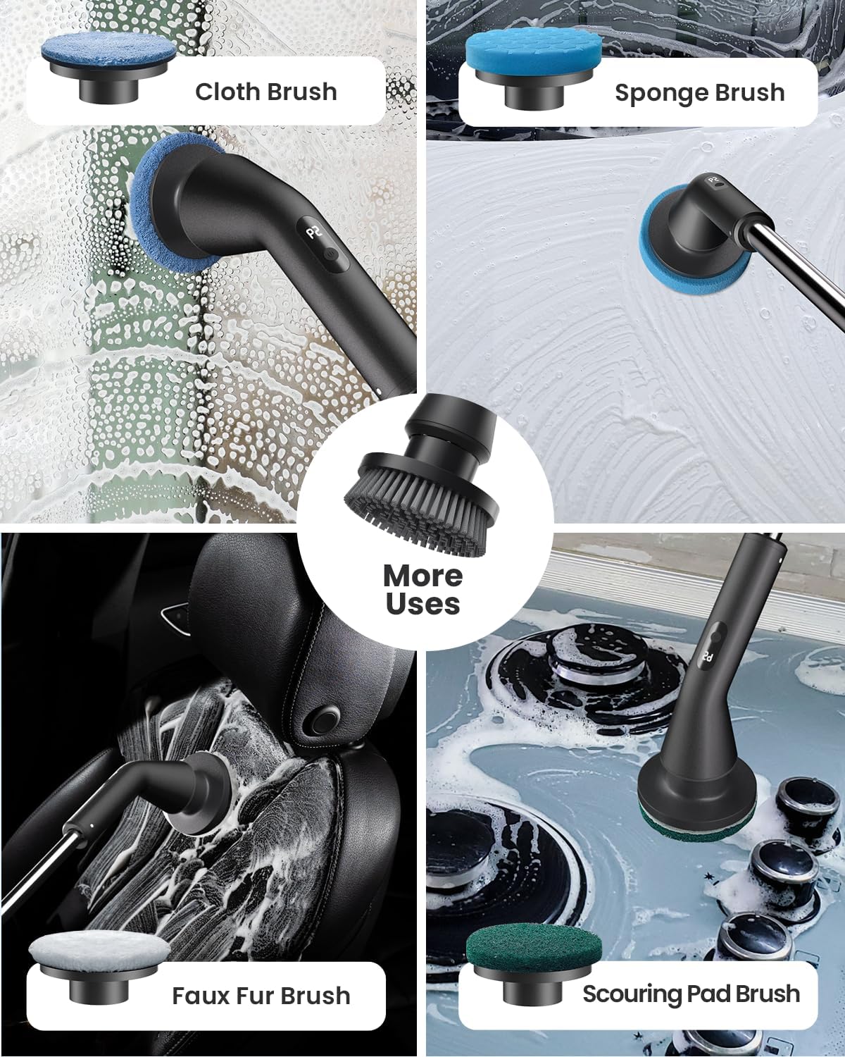 Topmako Electric Spin Scrubber Cordless Cleaning Tool with 7 Brush Heads and 2 Speed Settings